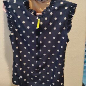 Girls J.Crew Blue One-Piece Swimsuit with White Polka Dots – Size 10